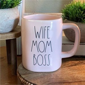 Rae Dunn WIFE MOM BOSS pink mug